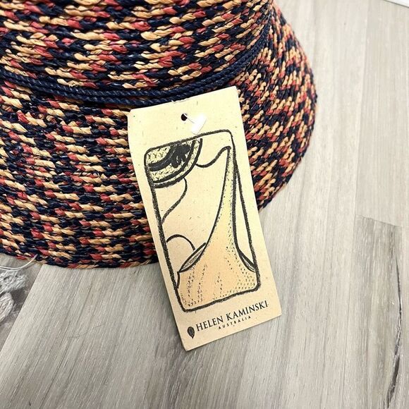 Helen Kaminski Australia Provence Red, Blue and Tan Raffia Sun Hat NWT‎ main image 5